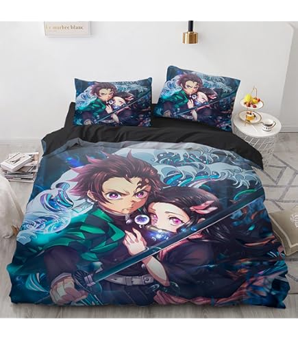 Halantex Beddengoedset Hunter X Hunter – Gon Killua Kurapika – omkeerbaar dekbedovertrek 140 x 200 cm en kussensloop 70 x 90 cm – meerkleurig – 100% katoen