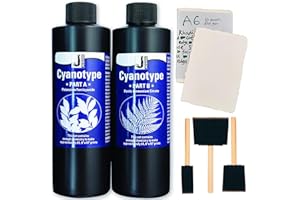 Creative Crafters Cyanotype Kit for Sun Printing – Includes 10 Sheets of 640gsm Handmade Paper, Foam Brushes & Tips Guide – DIY Light-Sensitive Paper for Solar Prints & Sunography Projects