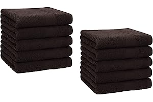 Betz Lot de 10 Serviettes débarbouillettes lavettes Taille 30x30 cm en 100% Coton Premium Couleur Brun foncé
