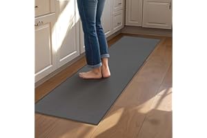 Mizuosre Küchenteppich Waschbar rutschfest 43.5x180CM, Küchenläufer Waschbar und Saugfähig, Küchen Teppich Läufer Flur Leicht Zu Reinigen Küchenmatte für Küche, Waschküche, Outdoor, Grau
