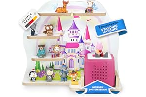 stadtecken wooden shelf for music box I Suitable for the Toniebox and Tonies I Perfect Tonie storage in the children's room I For standing up or hanging up (Fairytale Castle, with narrow bottom)