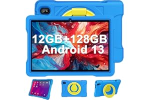 JUSYEA 2024 Newest Tablet 10 Pulgadas 12GB RAM+128GB ROM 1TB TF, Tablet Familiar/Tablet Niños, Andorid 13, WiFi 5G, Cores 2.0Ghz, BT 5.0, GMS Certified, 8MP+5MP, Kids Space, Play Store, con Funda EVA (Blu)