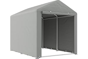 Outsunny Abri de jardin tente de stockage imperméable abri moto porte enroulable fermeture éclair, garage pour vélo et outils rangement et stockage pour vélo moto bois outils, 160x218x172cm gris clair