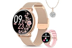 BANLVS Smartwatch damski z funkcją telefonu, 1,27" HD zegarek damski z 110 trybami sportowymi, pulsometrem, monitorem snu, cyklem menstruacyjnym, SpO2 i BMI, wodoszczelny IP68, smartwatch do systemu