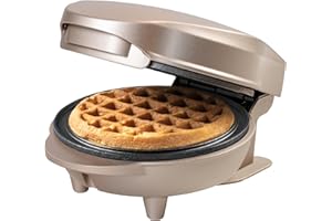 Bestron Mini gaufrier pour gaufres classiques, Petit gaufrier avec revêtement anti-adhésif, pour les anniversaires d'enfants, les fêtes de famille, Pâques ou Noël, Design: rétro, Couleur: Beige Claire