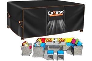 Enzeno Pokrowiec na mebel wypoczynkowe, 200 x 200 x 90 cm, wodoszczelna plandeka, tkanina Oxford 420D, pokrowiec na lounge, z wylotem powietrza, dla stołów i krzesł