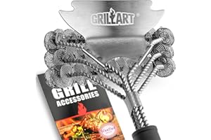 GRILLART Grill Brush Bristle Free - Safe BBQ Cleaning Grill Brush and Scraper - 18" Best Stainless Steel Grilling Accessories Cleaner for Weber Gas/Charcoal Porcelain/Ceramic/Iron/steel grill Grates