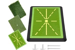 VOCARIS Tapis de golf 3 en 1, tapis d'entraînement de golf remplaçable pour entraînement au swing, tapis de frappe avec base en caoutchouc antidérapant, aide à l'entraînement au golf intérieur/extérieur