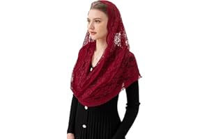 PAMOR Infinity Chapel Veil Floral Latin Mass Head Covering Lace Scarf Mantilla Veils for Church