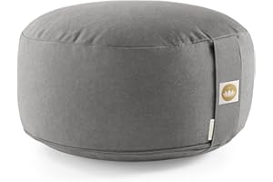 LOTUSCRAFTS Coussin de méditation, hauteur d'assise 15 cm, modèle Lotus rond, coussin de yoga, yoga bolster, housse en coton lavable, rembourrage d'épeautre, Certifié GOTS
