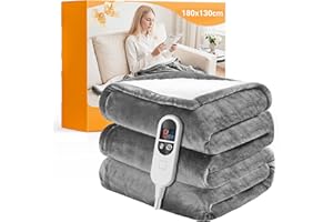 ‎JUMMICO JUMMICO Kuschel-Heizdecke (2025) 180x130 cm, Extra Flauschig & Wärmend - Elektrische Wärmedecke mit 6 Heizstufen & 12h Timer, Waschbar für Couch, Bett und Homeoffice