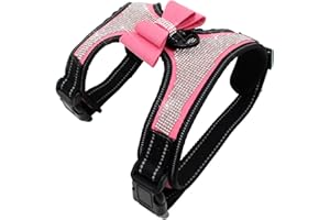 Newtensina Bow Ties Dog Harness with Diamante - Pink - M