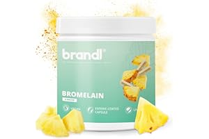 ‎BRANDL Bromelain hochdosiert | Enzyme aus der Ananas by brandl® | 6.000 FIP pro Kapsel | auch optimal für Sportler | 120 Stk. Bromelain Kapseln mit je 600mg Ananas Enzym