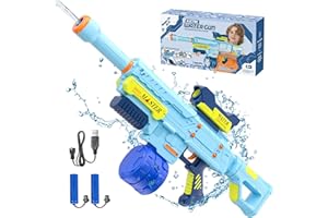 OKKIDY Electric Water Gun for Adults Kids, Automatic Electric Water Gun - 32 FT/650CC, Battery Powered Powerful Water Gun, Pool Beach Outdoor Party Toys Kids Ages 6 7 8 9 10+, with 2 Rechargeable Batteries