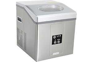 SARO Macchina per cubetti di ghiaccio – 15 kg/24 h – Acciaio inossidabile – 3 formati di ghiaccio a scelta – Serbatoio acqua 2 l – Serbatoio 1,4 kg – Modello EB 15 PRO