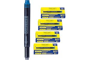 ‎ONLINE ONLINE 20 x compatible Lamy cartridges, blue, also for Pelikan, Stabilo etc., universal ink cartridges, fountain pen cartridges, erasable, for fountain pens and rollerball pens, value pack combination
