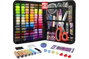 PMBQIFAY Sewing Kit for Adults,50 Color Thread Kit,295PCS Professional Sewing Supplies,Contains Thread,Ergonomic Scissors,Needles and More,Mini Sewing Kit for Beginners,Travel,Home,School and DIY Gift
