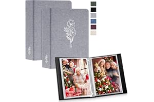 Lanpn Photo Albums 7x5 2 Packs, Linen Cover Small Acid Free Top Load Pocket Photo Book Picture Album Holds 52 Portrait Only 7 x 5 Picture (Grey,13x18 cm)