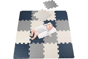 HOMTOL Puzzlematte Baby Schadstofffrei 18Pcs Spielmatte Puzzlematte Eva Schaumstoffmatte Kinder Krabbelmatte Puzzlematte, 30x30cm, Dick 1,2cm, Fläche 1,62㎡