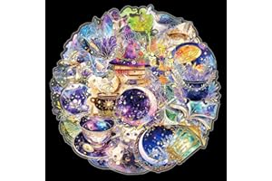 WEITAPYT Holografische Aufkleber, 30pcs Transparente Scrapbooking Aufkleber, PET Aufkleber Scrapbooking, Hologramm Sticker Kinder, Geeignet für Sammelalben, Fotoalben, Tagebücher, Bastelarbeiten(Hexe)