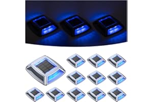 hoyiours Éclairage pour Chemins Spot Solaire Exterieur Puissant IP68 Étanche 12 Articles Eclairage Escalier Exterieur Bleu Balise Solaire Exterieur Jardin 24LM pour Terrasse, Chemin, Piscine et Parc