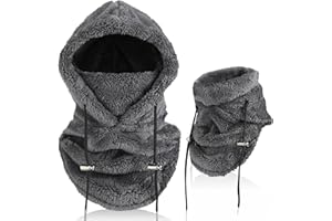 AYPOW Unisex Winter Thermal Fleece Balaclava, Windproof Ski Mask Face Cover, Multifunctional Winter Fleece Hat Hood with Neck Warmer Snood for Men Women, Outdoor Sports Running Skiing Cycling Hiking