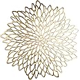Snowkingdom Pack of 18 Gold Metallic Round Placemats Bulk Round Pressed Vinyl Leaf Dinning Kitchen Table Mats Decoration for Christmas Wedding Thanksgiving Party