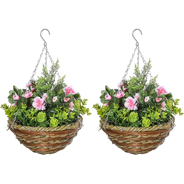 Artificial Hanging Basket With Berries & Thistle - 20 Inch Autumn/Winter Greenery Decor, Ready To Hang 4 thumbnail image