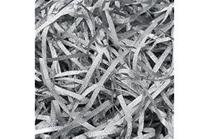 QUESUC Raphia, Silber, geschreddertes Papier, Glitzer, Seiden-Geschenkbox, Material, Füllung, Dekoration, Raphia, glänzend, Geschenkbox, Partner, Geschenk, Geschenkkorb, Dekoration, Geschenk (D)