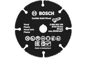 Bosch Accessories Disque à tronçonner Carbide Multi Wheel (pour bois, plastique, tuyau en cuivre, Ø 76 mm, alésage Ø 10 mm, accessoire pour meuleuse angulaire)