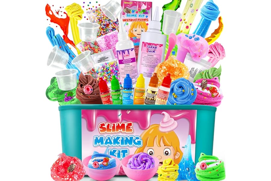 YOPINSAND Ice Cream DIY Slime Kit for Girls - Butter, Foam, Cloud Slime with Add-ins, Foam Balls, Charms - Party Favors Gift Toys for Kids 6-12