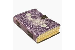 LAKECITY LEATHER CRAFT Sun and Moon Vintage Leather Journal for Men & Women 200 Pages of Antique Handmade Deckle-Edge vintage paper Sketchbook, drawing journal print leather journal