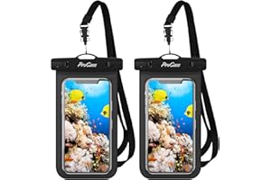 ProCase 2 Pack Waterproof Phone Case Pouch, IPX8 Underwater Dry Bag for iPhone 16 15 14 13 12 Plus Pro Max 11 Xs Max XR X 8 7 6S, Galaxy S22 S22+ S21 FE –Black
