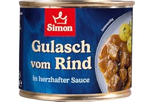 ‎SIMON SIMON Delikatess Rindergulasch 500 g I Zartes Fleisch in herzhafter Sauce I Fertiggericht in recyclebarer Konserve I Authentische Hausmannskost