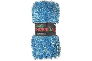 Widdle Gifts 50ft x 3cm Blue Tinsel Extra Long 15 Metre Christmas Decoration, Crafting, Christmas Trees and party Decorations (Blue)