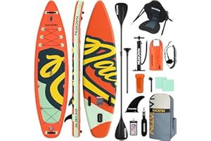 Paddle Gonflable Adulte, NACATIN 10'6" Stand Up Paddle Gonflable avec Pagaie Réglable, Pompe, Sac à Dos, Sac Étanche, Idéal pour Tous Les Niveaux de Compétence (Siège de Kayak Optionnel Disponible)