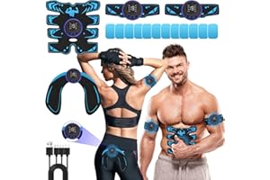 QILUCKY EMS Muscle Stimulator, ABS Trainer Muscle Stimulator, 8 Modes 19 Intensities, Portable Abdominal Trainer, Electronic Workout Home Fitness Device, Abdominal Muscle Trainer, for Waist Leg Arm Training