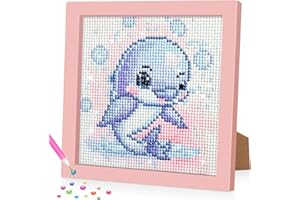 Lxmsja 5D DIY Diamond Painting Kinder Delfin Tiere, Diamant Painting Bilder Kinder Erwachsene, Diamond Painting Mädchen mit Rahmen, Mädchen Geschenke 4-13 Jahre, Arts Craft für Home Wand Decor