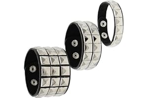 YSTrillion Bracelet Clouté Punk 3 Pièces en Cuir Réglable Gothique Rock pour Hommes Femmes - Halloween Cadeau Cosplay Fête