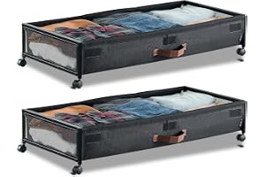 VEVOR Undersängsförvaring med hjul, 91,4 x 46,0 x 18,5 cm, underbäddsbehållare med genomskinligt lock, underbäddsskoorganisat
