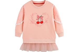 Tokeya Felpa per Bambina, Ragazza Pullover Cotone Girocollo Maglione Manica Lunga Senza Cappuccio Casual Maglietta Top Carino Stampato Ricamo Vestiti Bambine e Ragazze Sweatshirt 2-7 Anni