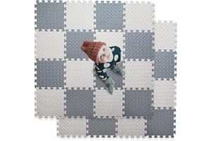 Gutsbox Baby Play Mats for Floor 18 Pcs Foam Play Mats Soft Foam Playmats for Baby Waterproof Foam Mats for Kids Non-slip Non-toxic Interlocking Foam Mats, 30x30x1,2cm