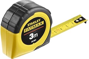 Stanley 2-33-681 - Mètre Gamme FatMax 3M - Fabriqué En France -Ruban Ultra Épais Plus Résistant - Revêtement Mylar - Marquage Double Face - Crochet 2 Rivets Avec Zéro Réel - Boitier Antichocs