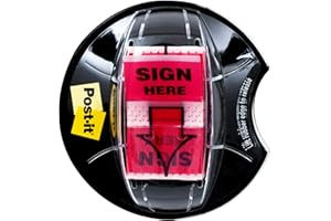 Post-it Index 680-SHVR200 25mm x 43.2mm Sign Here Flags Value Pack in Desk Grip Dispenser (200 Sheets)