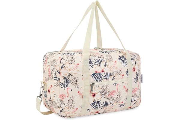 Narwey Sac de Voyage 40x20x25 Ryanair Cabine Bagage Pliable Voyage Bagage Avion de Sport Weekend avec Bandoulière (Flamant Beige)