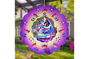 TOPCITY Cat Wind Spinners Birthday Gifts for Women Garden Ornaments outdoor Gardening Gifts for Mum Grandma,12inch 3D Hanging Metal Wind Sculpture for Outdoor&Indoor Decoration