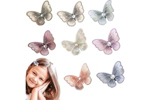 KOBOKO Haarspange Schmetterling, Butterfly Hair Clips, Haarspangen Mädchen, Mädchen Haarschmuck, Haarclips Mädchen, 8-Farbige Perlen-Schmetterlings-Haarspange Mädchen Haarschmuck
