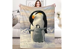 LINGQIANG Kuscheldecke Pinguin Decke für Mädchen, 130 x 150 cm Weich Pinguin Fleecedecke für Frauen, Flauschig Pinguin Flanell Wohndecke Kinderdecke für Junge Kinder Mann Erwachsener Geschenk Couch Sofa Bett