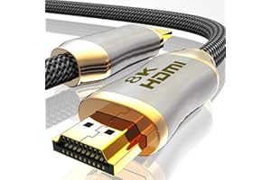 BHW Kabel HDMI 2.1 z włókna szklanego – 8K 120 Hz – 4K 240 Hz HDR10+ 3D eARC CEC HDCP 2.3, optyczny ultra szybki pozłacany kabel z włókna szklanego z wtyczką ze stopu cynku, ochrona przed zagięciem,