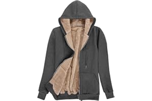 Niwicee Sudadera con Capucha para Mujer Abrigo Cálido de Invierno con Forro Polar y Cremallera Chaqueta Suave Manga Larga Hoodie con Bolsillo para Mujer
